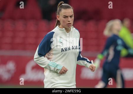 Amsterdam, pays-Bas. 30 janvier 2024. AMSTERDAM, 30-01-2024, Johan Cruijff Arena, UEFA WomenÕs Champions League, Ajax - AS Roma CL(femmes), saison 2023/2024, pendant le match Ajax - AS Roma CL(femmes), joueur d'Ajax Romee Leuchter crédit : Pro Shots/Alamy Live News Banque D'Images