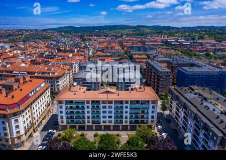 Vue aérienne panoramique de Getxo, province de Bilbao, pays Basque, Euskadi, Espagne. Getxo de Guecho était une elizatea paroissiale, anteiglesia, à l'origine une rur Banque D'Images
