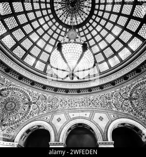 Plafond de dôme dans la Chicago Cultural Society, Chicago, Illinois, États-Unis Banque D'Images