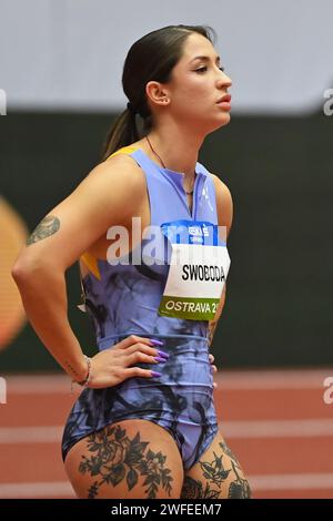 Ostrava, République tchèque. 30 janvier 2024. La polonaise Ewa Swoboda concourt au 60 mètres féminin au Czech Indoor Gala Meet, qui fait partie du World Athletics Indoor Tour Gold, à Ostrava, République tchèque, le 30 janvier 2024. Crédit : Jaroslav Ozana/CTK photo/Alamy Live News Banque D'Images