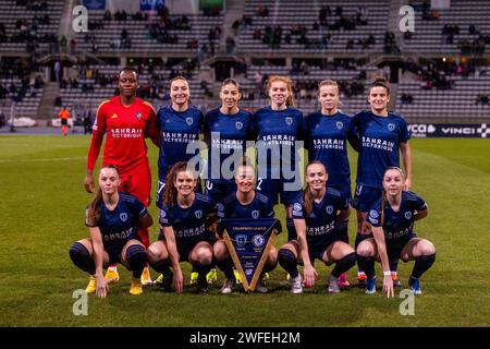 France. 30 janvier 2024. Joueuses du Paris FC lors du match de l'UEFA Women's Champions League entre le Paris FC et le Chelsea FC au Stade Charlety à Paris, France. (Pauline FIGUET/SPP) crédit : SPP Sport Press photo. /Alamy Live News Banque D'Images