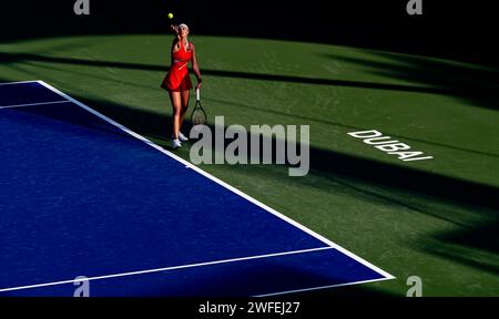 Petra KVITOVA (CZE) vs Jelena OSTAPENKO (LAT) lors de leur match de quart de finale dans le cadre des Dubai Duty Free tennis Championships WTA 500 le 17 février 2022 à Dubaï, Émirats arabes Unis. Photo de Victor Fraile / Power Sport Images Banque D'Images