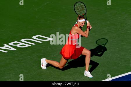 Petra KVITOVA (CZE) vs Jelena OSTAPENKO (LAT) lors de leur match de quart de finale dans le cadre des Dubai Duty Free tennis Championships WTA 500 le 17 février 2022 à Dubaï, Émirats arabes Unis. Photo de Victor Fraile / Power Sport Images Banque D'Images