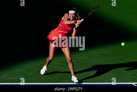 Petra KVITOVA (CZE) vs Jelena OSTAPENKO (LAT) lors de leur match de quart de finale dans le cadre des Dubai Duty Free tennis Championships WTA 500 le 17 février 2022 à Dubaï, Émirats arabes Unis. Photo de Victor Fraile / Power Sport Images Banque D'Images