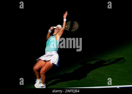 Petra KVITOVA (CZE) vs Jelena OSTAPENKO (LAT) lors de leur match de quart de finale dans le cadre des Dubai Duty Free tennis Championships WTA 500 le 17 février 2022 à Dubaï, Émirats arabes Unis. Photo de Victor Fraile / Power Sport Images Banque D'Images