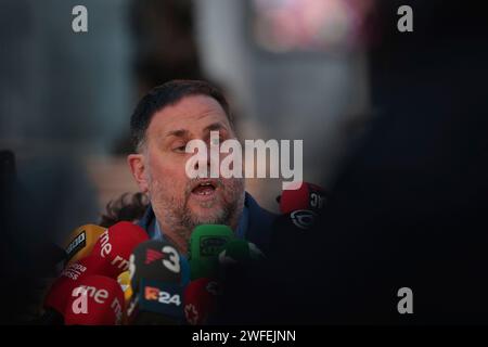 Madrid Espagne ; 01/30/2024.- Oriol Junqueras président du parti républicain de gauche. Le Congrès des députés d'Espagne vote contre la loi d'amnistie pour les politiciens catalans, le parti catalan Juns per Catalunya a voté contre. Ils auront entre 15 jours et un mois de plus pour débattre des amendements déjà enregistrés, avant de revenir en plénière pour leur vote final. Photo : Juan Carlos Rojas Banque D'Images