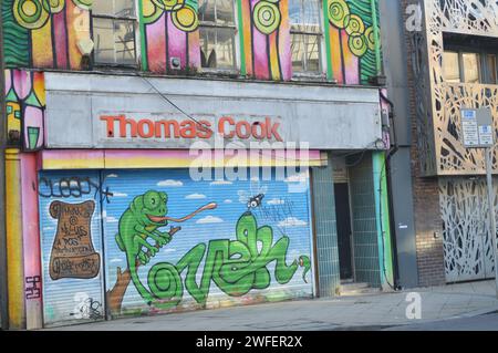 Ancien magasin Thomas Cook sur High Street, Swansea, pays de Galles. 26 janvier 2024. Banque D'Images