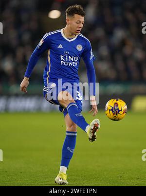 Kasey McAteer de Leicester City lors du Sky Bet Championship Match au King Power Stadium de Leicester. Date de la photo : mardi 30 janvier 2024. Banque D'Images