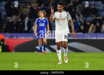 King Power Stadium, Leicester, Royaume-Uni. 30 janvier 2024. EFL Championship football, Leicester City contre Swansea City ; Kyle Naughton de Swansea Credit : action plus Sports/Alamy Live News Banque D'Images