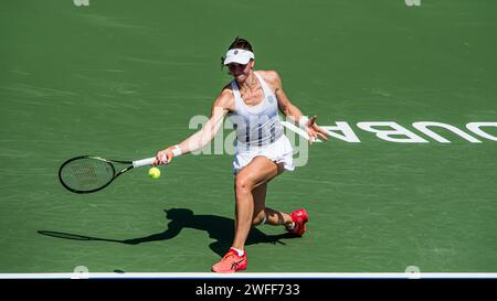 Liudmila Samsonova de Russie vs Kristina Kucova de Slovaquie lors de leur match de qualification en simple dans le cadre des Dubai Duty Free tennis Championships WTA 500 le 12 février 2022 à Dubaï, aux Émirats arabes Unis. Photo de Victor Fraile / Power Sport Images Banque D'Images