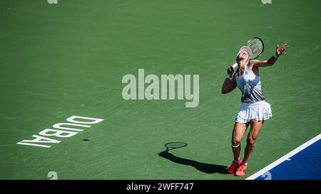 Liudmila Samsonova de Russie vs Kristina Kucova de Slovaquie lors de leur match de qualification en simple dans le cadre des Dubai Duty Free tennis Championships WTA 500 le 12 février 2022 à Dubaï, aux Émirats arabes Unis. Photo de Victor Fraile / Power Sport Images Banque D'Images