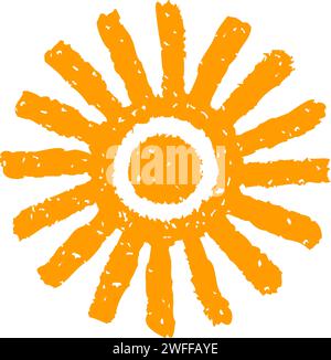 Symbole de soleil peint à la main, dessiné à la main avec un crayon Illustration de Vecteur