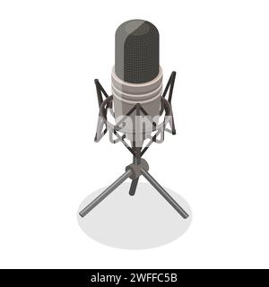 Concept de vecteur plat isométrique 3D de microphone. Illustration de Vecteur