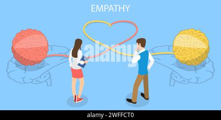 Empathie, capacité à comprendre ou à ressentir ce qu'une autre personne vit dans son cadre de référence. 3D Isométrique à vecteur plat conceptuel Illustration de Vecteur