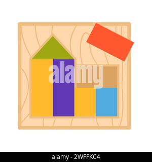 Jouet logique en bois. Jouets de développement pour les enfants, illustrations vectorielles de dessins animés de jeux éducatifs Illustration de Vecteur