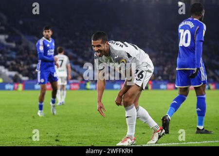 Leicester, Royaume-Uni. 30 janvier 2024. Kyle Naughton de Swansea City réagit lors du Sky Bet Championship Match Leicester City vs Swansea City au King Power Stadium, Leicester, Royaume-Uni, le 30 janvier 2024 (photo de Gareth Evans/News Images) à Leicester, Royaume-Uni le 1/30/2024. (Photo Gareth Evans/News Images/Sipa USA) crédit : SIPA USA/Alamy Live News Banque D'Images