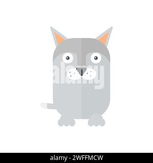 Loup mignon, animal bébé de la forêt avec le visage doux pour illustration vectorielle de décoration enfantine Illustration de Vecteur