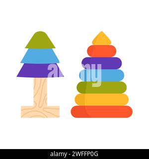 Jouets logiques de la petite enfance. Système Montessori pour illustration vectorielle de dessin animé pour enfants d'âge préscolaire Illustration de Vecteur