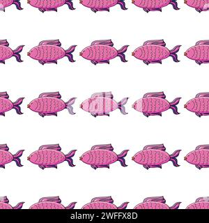 Poissons. Motif marin créatif sans couture. Modèle dans le style de dessin à la main, créé pour les tissus, etc Illustration de Vecteur