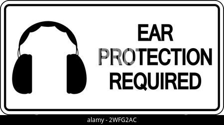 Attention protection des oreilles requise affiche sur fond blanc Illustration de Vecteur