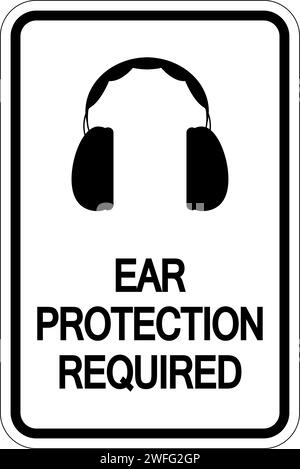 Attention protection des oreilles requise affiche sur fond blanc Illustration de Vecteur