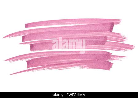 Marqueur aquarelle rose dessiné à la main traits de texture de papier isolés Banque D'Images