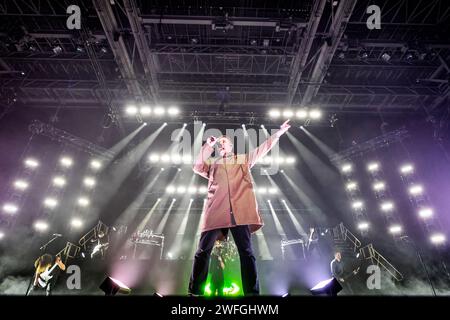 Oslo, Norvège. 30 janvier 2024. Le groupe britannique metalcore Architects donne un concert live à Oslo Spektrum à Oslo. Ici, le chanteur Sam carter est vu en direct sur scène. (Crédit photo : Gonzales photo/Alamy Live News Banque D'Images