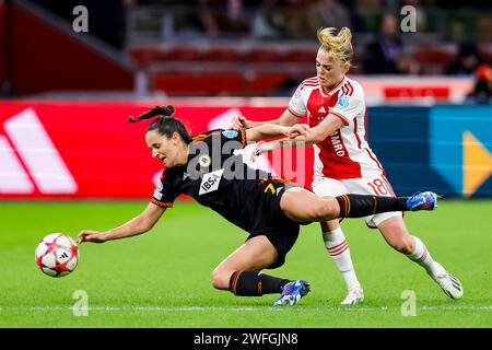 AMSTERDAM, PAYS-BAS - JANVIER 30 : Evelyne viens (AS Roma) et Milicia Keijzer (AJAX Amsterdam) s'affrontent pour le ballon dans le groupe C - UEFA féminin Banque D'Images