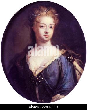 Sophie Dorothée de Hanovre (1687-1757), reine consort de Prusse et électrice de Brandebourg (1713-1740), portrait à l'huile sur cuivre d'après Johann Leonhard Hirschmann, 1706 Banque D'Images