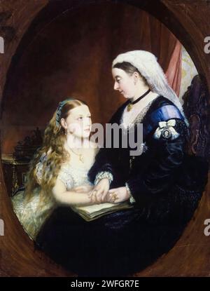 La princesse Béatrice de Battenberg (1857-1944), avec sa mère la reine Victoria (1819-1901), portrait à l'huile sur toile, 1867-1873 Banque D'Images