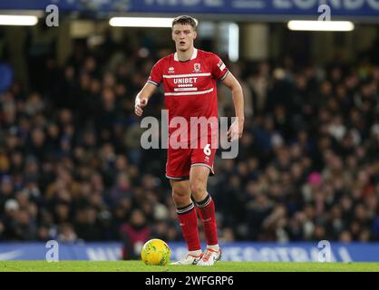 DAEL Fry de Middlesbrough. - Chelsea v Middlesbrough, Carabao Cup, demi finale 2e étape, Stamford Bridge Stadium, Londres, Royaume-Uni - 23 janvier 2024. Usage éditorial uniquement - des restrictions DataCo s'appliquent. Banque D'Images