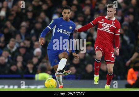 Levi Colwill de Chelsea. - Chelsea v Middlesbrough, Carabao Cup, demi finale 2e étape, Stamford Bridge Stadium, Londres, Royaume-Uni - 23 janvier 2024. Usage éditorial uniquement - des restrictions DataCo s'appliquent. Banque D'Images