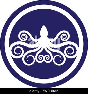 Modèle de conception d'illustration vectorielle d'icône Octopus Illustration de Vecteur
