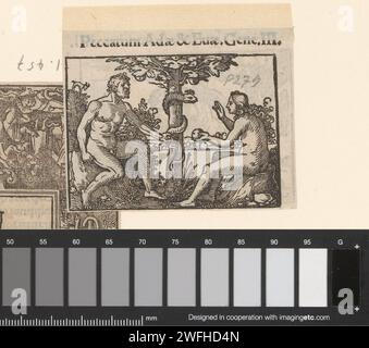 Automne, Anonyme, d'après Hans Sebald Beham, 1530 - 1533 impression papier typographique impression tentation et chute (scènes avec Adam et Ève) Banque D'Images