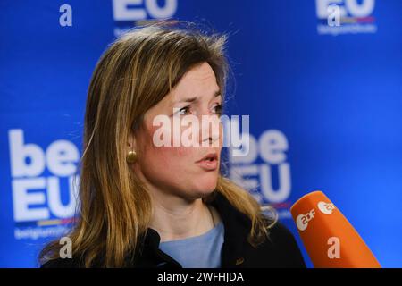 Bruxelles, Belgique. 31 janvier 2024. Siemtje Moller, secrétaire à la Défense avant la réunion informelle des ministres de la Défense de l'UE à Bruxelles, Belgique, le 31 janvier 2024. Crédit : ALEXANDROS MICHAILIDIS/Alamy Live News Banque D'Images