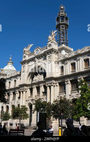 Le bureau de poste orné et le bâtiment télégraphique construit 1923 conçu par l'architecte moderniste Miguel Ángel Navarro, Valence ville, Espagne, Europe Banque D'Images