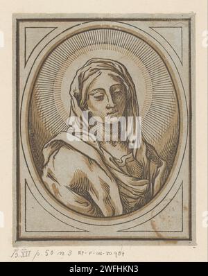 Maria, Bartolommeo Coriolano, d'après Guido Reni, c. 1609 - 1676 estampe buste van Maria, pris dans un ovale. Italie papier Marie (sans le Christ-enfant). « Mater Dolorosa » Banque D'Images