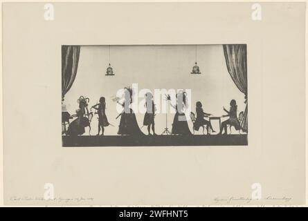 Portrait en silhouette de Willem V, Prince d'Oranje-Nassau, Wilhelmina van Pruisen, Louise, Princesse d'Oranje-Nassau, Willem I Frederik, roi des pays-Bas, et Frederik, prince d'Oranje-Nassau, 1850-1949 impression photomécanique collotype papier néerlandais Banque D'Images