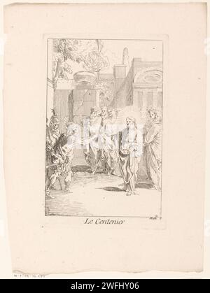 Chef de Kafarnaüm supplie le Christ pour l'aide, Gabriel Huquier, d'après Claude Gillot, 1705 - dans ou avant 1732 imprimeur : Parisprint Maker : Franceafter design by : Franceeditor : Pariséditor : ParisFrance paper gravant le centurion de Capernaum, agenouillé devant Christ, le supplie de guérir son serviteur paralytique (ou fils) (Matthieu 8:5-13; Luc 7:1-10, Jean 4:46-54) Banque D'Images