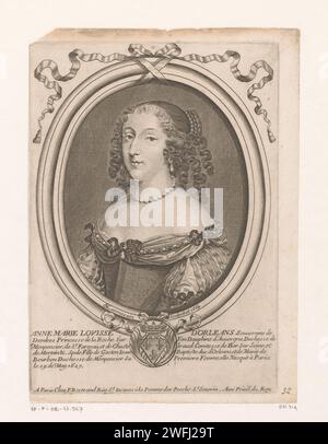 Portret van Anne Marie Louise d'Orléans, Hertogin Van Montpensier, Nicolas de Larmessin (I), 1664 imprimeur : Franceéditeur : ParisFrance gravure sur papier / gravure personnages historiques. noblesse et patriciat ; chevalerie, chevalerie Banque D'Images