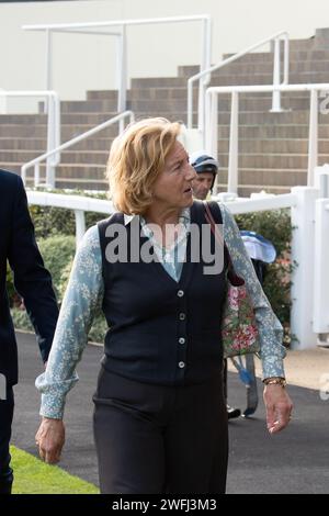 Ascot, Berkshire, Royaume-Uni. 6 octobre 2023. L’entraîneuse Maureen Haggas au meeting Autumn Racing Friday. Crédit : Maureen McLean/Alamy Banque D'Images