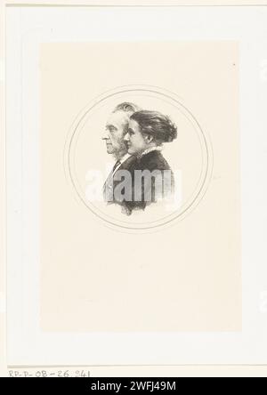 Double portrait de Josephus Albertus Alberdingk Thijm et sa fille, Petrus Johannes Arendzen, 1856 - 1889 print pays-Bas . gravure Banque D'Images