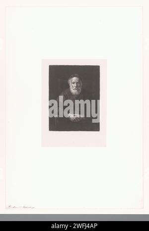 Vieil homme dans un fauteuil, Nikolay Semyonovich Mosolov (attribué à), d'après Rembrandt van Rijn, 1857 - 1914 papier imprimé. gravure / drypoint personne historique anonyme représentée seule. barbe. moustache Banque D'Images