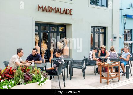 Merida Mexique, Centro, Calle 47, restaurants Marmalade dîner à manger dehors, café décontracté cafés bistros nourriture, affaires, espres Banque D'Images