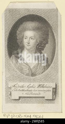 Portrait de Wilhelmina van Pruisen, Anonyme, 1767 - 1849 tirage Portrait de Wilhelmina dans un ovale. Son nom et son titre dans un cadre. Gravure / gravure sur papier des pays bas Banque D'Images