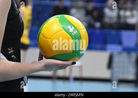 Gros plan sur le ballon de volley féminin de la coupe CEV Banque D'Images