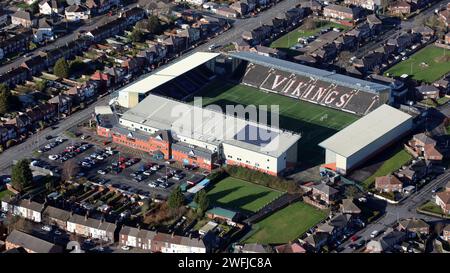 Vue aérienne du stade DCBL du Widnes Vikings Rugby League Club Banque D'Images