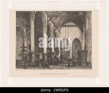 Le Groote Kerk à Edam, Heinrich M. Krabbé, d'après Johannes Bosboom, 1878 - 1931 print intérieur de la Grote Kerk à Edam. Le journal de la Haye. Gravure intérieure de la grande église ou église Sint-Nicolaas Banque D'Images