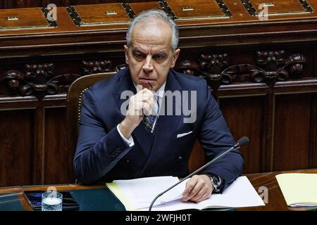 Roma, Italie. 31 janvier 2024. Foto Roberto Monaldo/LaPresse31-01-2024 Roma Politica Camera dei deputati - heure des questions Nella foto Matteo Piantedosi 31-01-2024 ROM e (Italie) politique Chambre des députés - heure des questions sur la photo Matteo Piantedosi crédit : LaPresse/Alamy Live News Banque D'Images