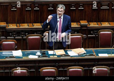 Roma, Italie. 31 janvier 2024. Foto Roberto Monaldo/LaPresse31-01-2024 Roma Politica Camera dei deputati - heure des questions Nella foto Giancarlo Giorgetti 31-01-2024 ROM e (Italie) politique Chambre des députés - heure des questions sur la photo Giancarlo Giorgetti crédit : LaPresse/Alamy Live News Banque D'Images